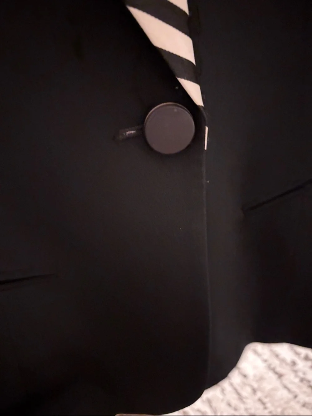 Christian Dior Black Blazer with Cream-and-Black Striped Shawl Collar